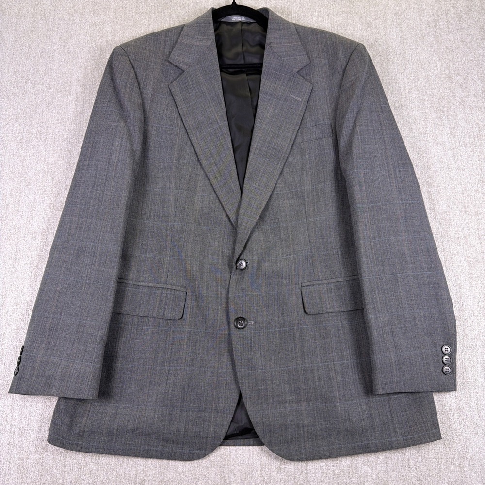 Haggar Sport Coat Men 40 Gray Striped Two Button Classic Fit Wool Jacket